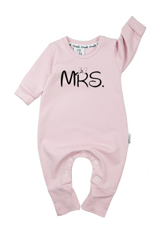 Rampers dziecięcy z długim rękawem "mrs" Pudrowy Róż