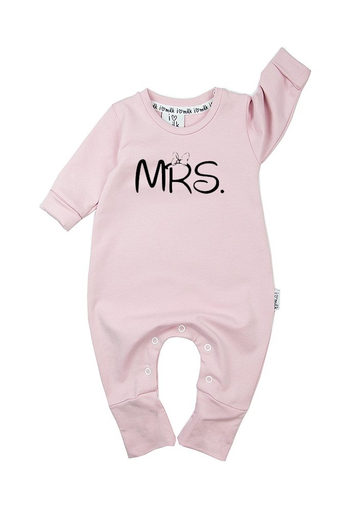 Rampers dziecięcy z długim rękawem "mrs" Pudrowy Róż