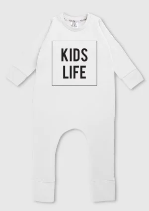 White long sleeved romper "kids life"