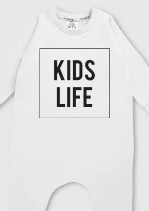 White long sleeved romper "kids life"