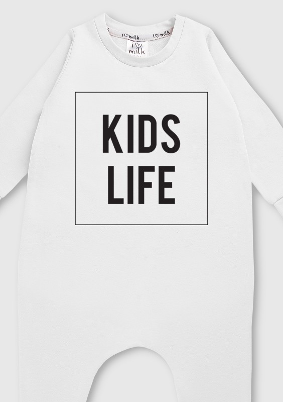 White long sleeved romper "kids life"