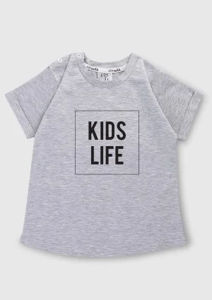 T-shirt dziecięcy "kids life" Szary Melanż