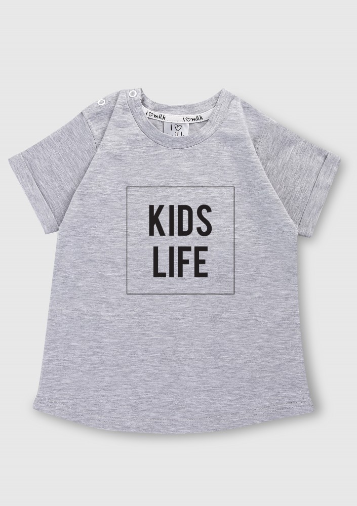 Melange grey T-shirt "kids life"