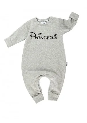 Romper dziecięcy z długim rękawem "princess" Szary Melanż