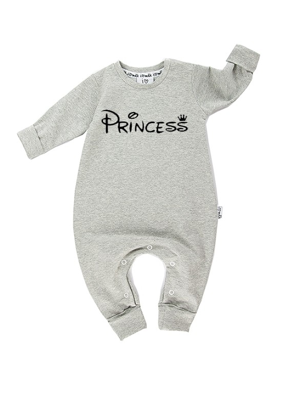 Romper dziecięcy z długim rękawem "princess" Szary Melanż