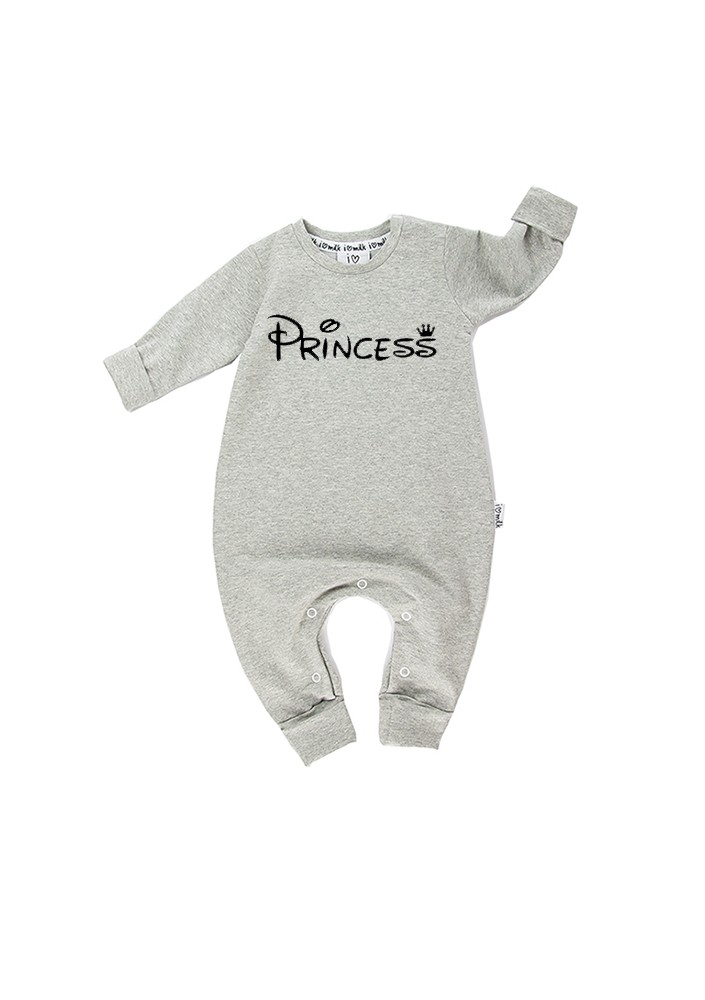 Melange grey long sleeved romper "princess"