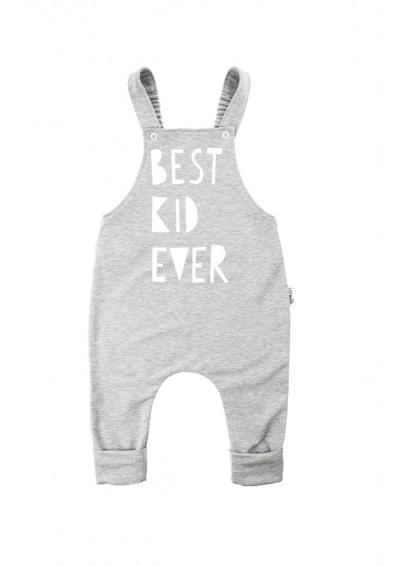 Melange grey dungarees "best kid ever"