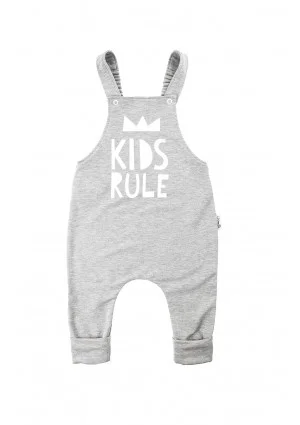 Melange grey dungarees "kids rule"
