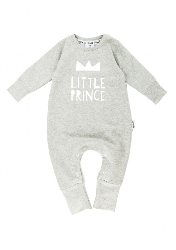 Melange grey long sleeves romper "little prince"
