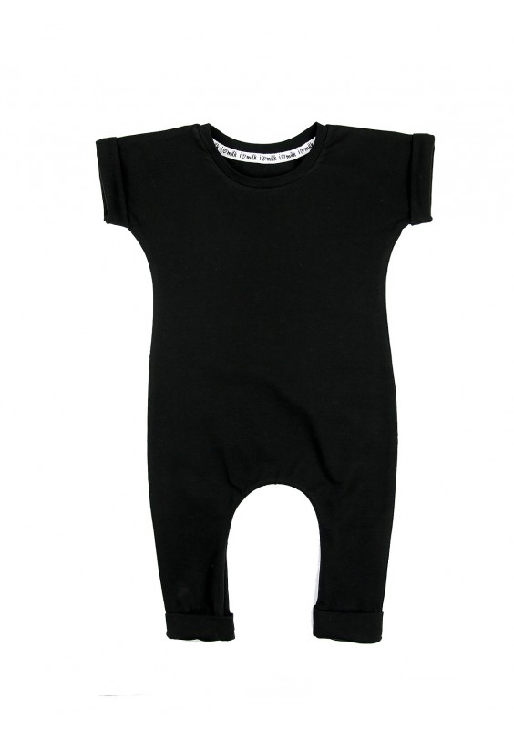Black short sleeved basic romper