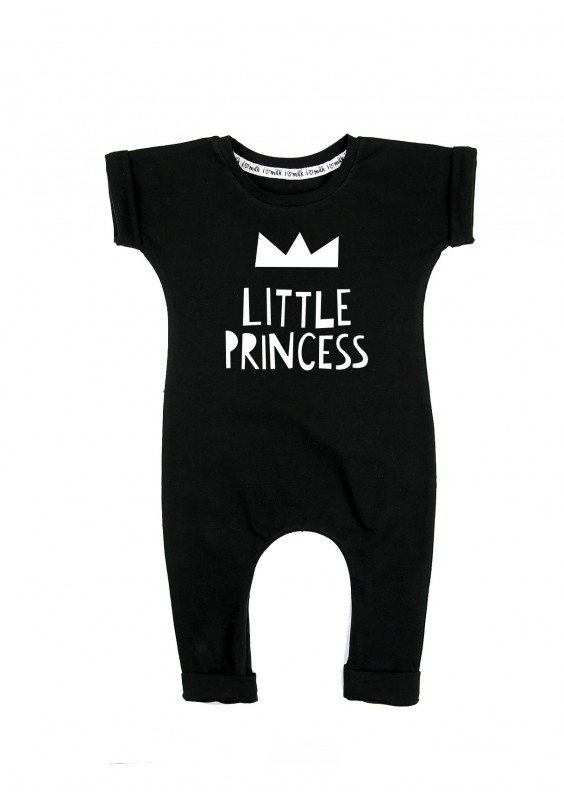 Rampers dziecięcy z krótkim rękawem "little princess" Czarny