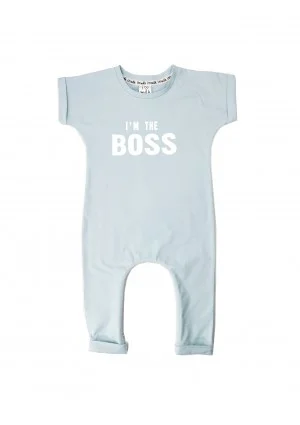 Romper dziecięcy z krótkim rękawem "I'm the boss" Błękitny