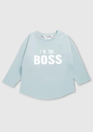 Light blue kids sweatshirt "I'm the boss"