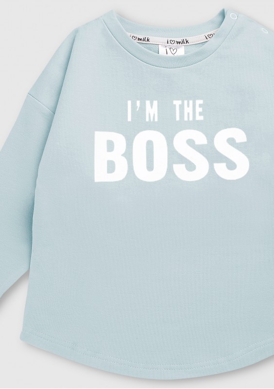 Light blue kids sweatshirt "I'm the boss"