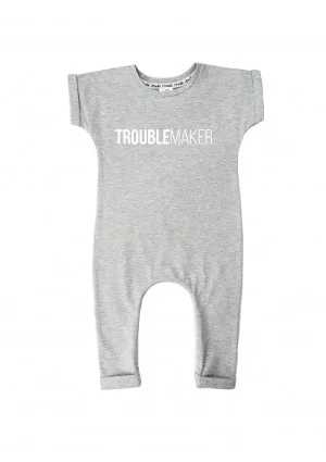 Melange grey short sleeves romper "troublemaker"