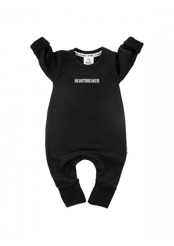 Black "HEARTBREAKER" long sleeves romper