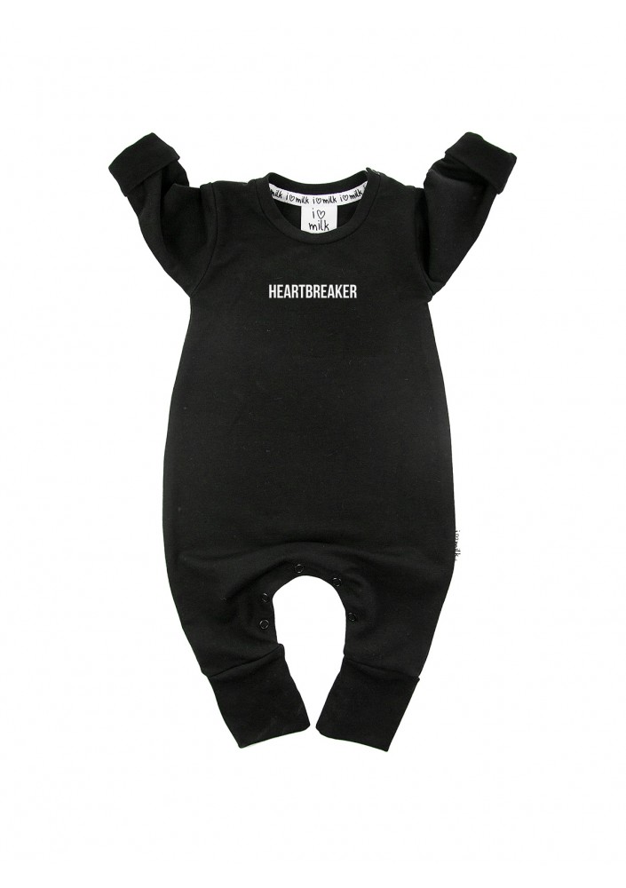 Black "HEARTBREAKER" long sleeves romper