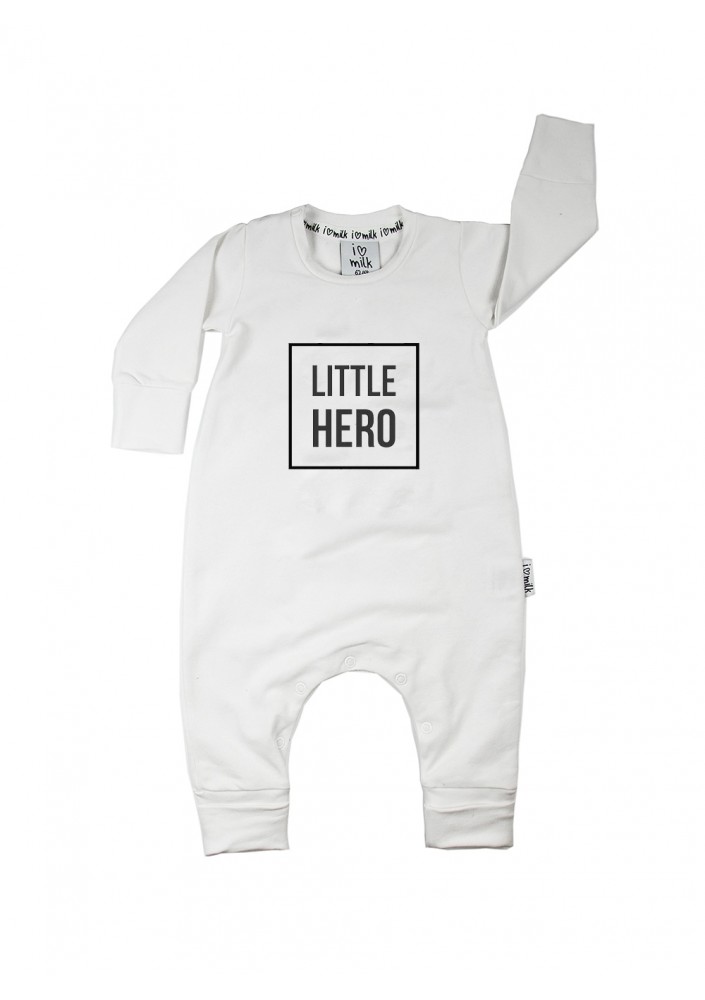 Rampers dziecięcy z długim rękawem "little hero" Biały