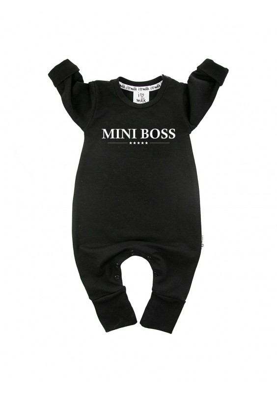 Black "MINI BOSS" long sleeves romper