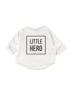 White kid's sweatshirt "LITTLE HERO"