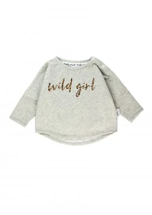 Grey melange kid's "wild girl" sweatshirt
