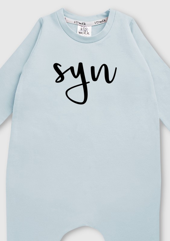 Light blue "SYN" long sleeves romper