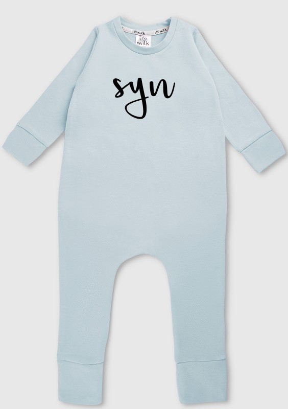 Light blue "SYN" long sleeves romper