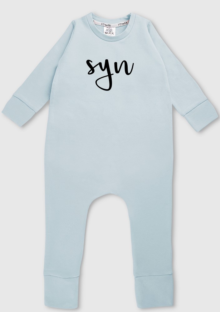 Light blue "SYN" long sleeves romper