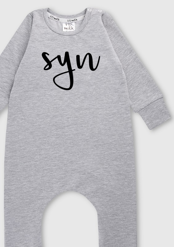 Romper dziecięcy z długim rękawem "syn" Szary Melanż