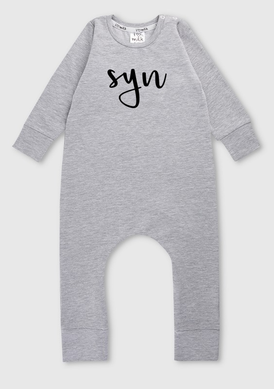 Grey melange "SYN" long sleeves romper