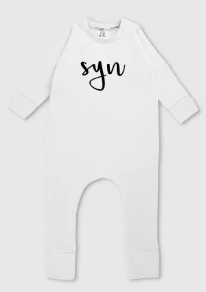 Rampers dziecięcy z długim rękawem "syn" Biały