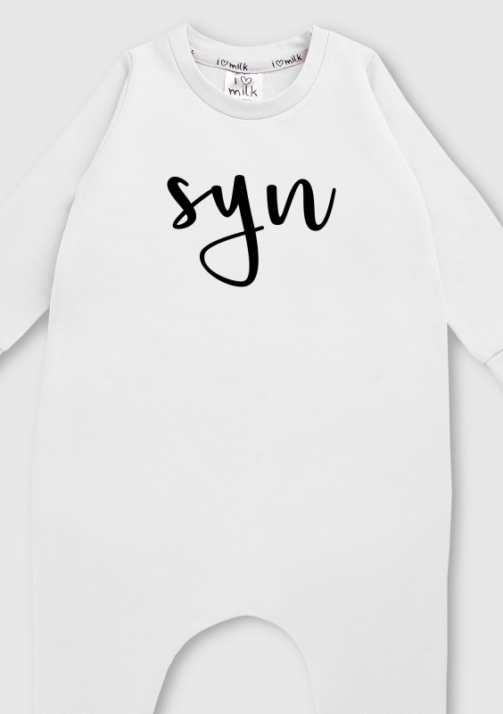 White "SYN" long sleeves romper