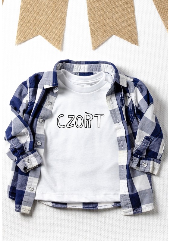 White kid's "czort" T-shirt