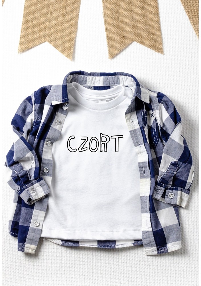 White kid's "czort" T-shirt
