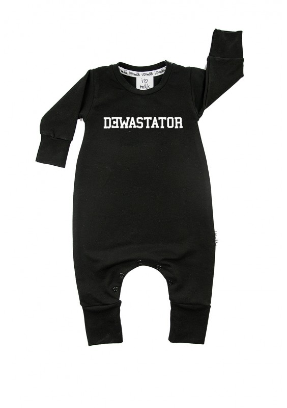 Black kid's "dewastator" long sleeves romper