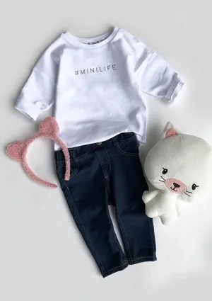 White "hasztag minilife" kid's sweatshirt