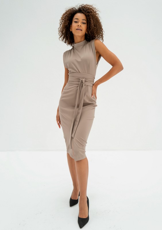 Gemma - Beige midi dress