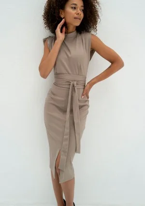 Gemma - Beige midi dress