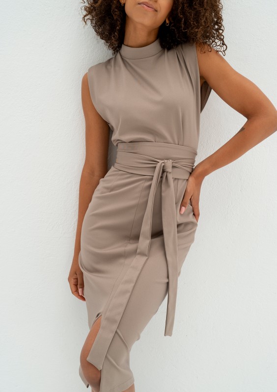 Gemma - Beige midi dress