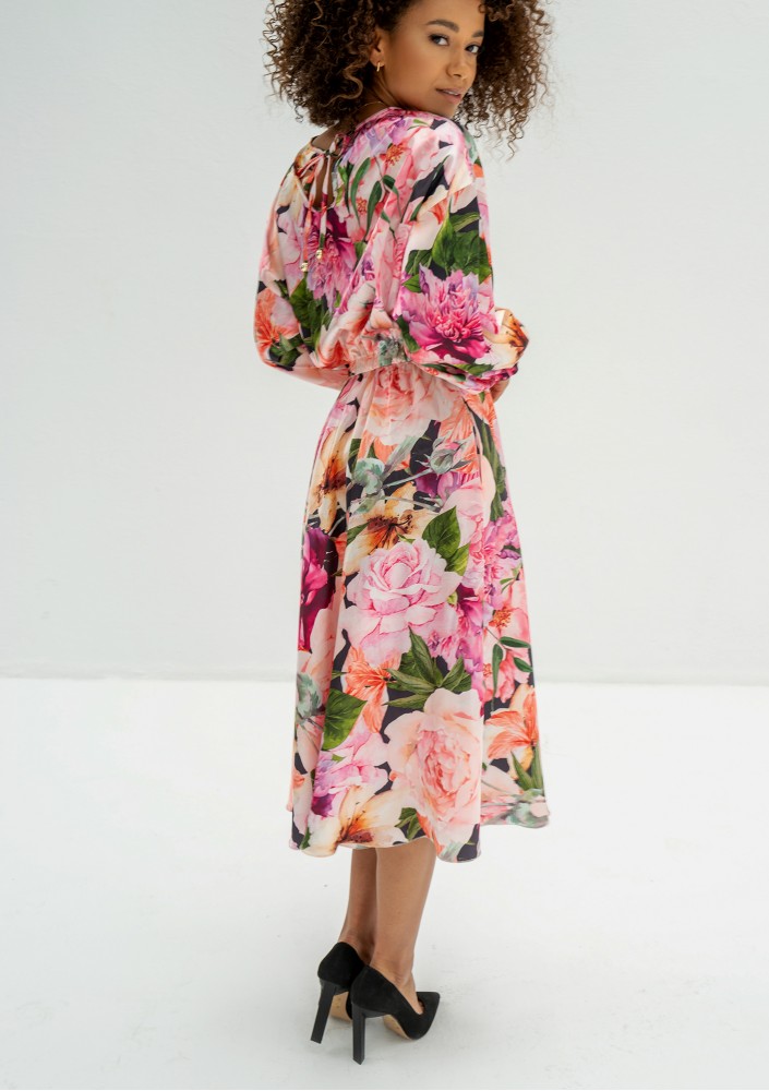 Elvire - Floral satin midi dress