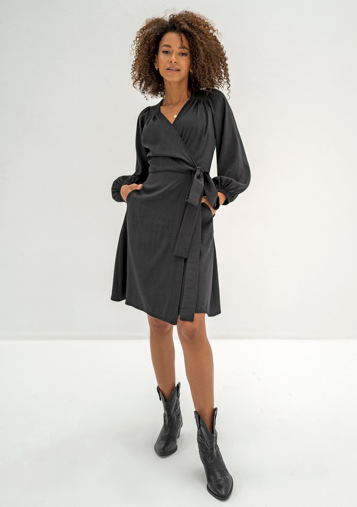 Leila - Black wrap dress