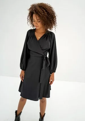 Leila - Black wrap dress