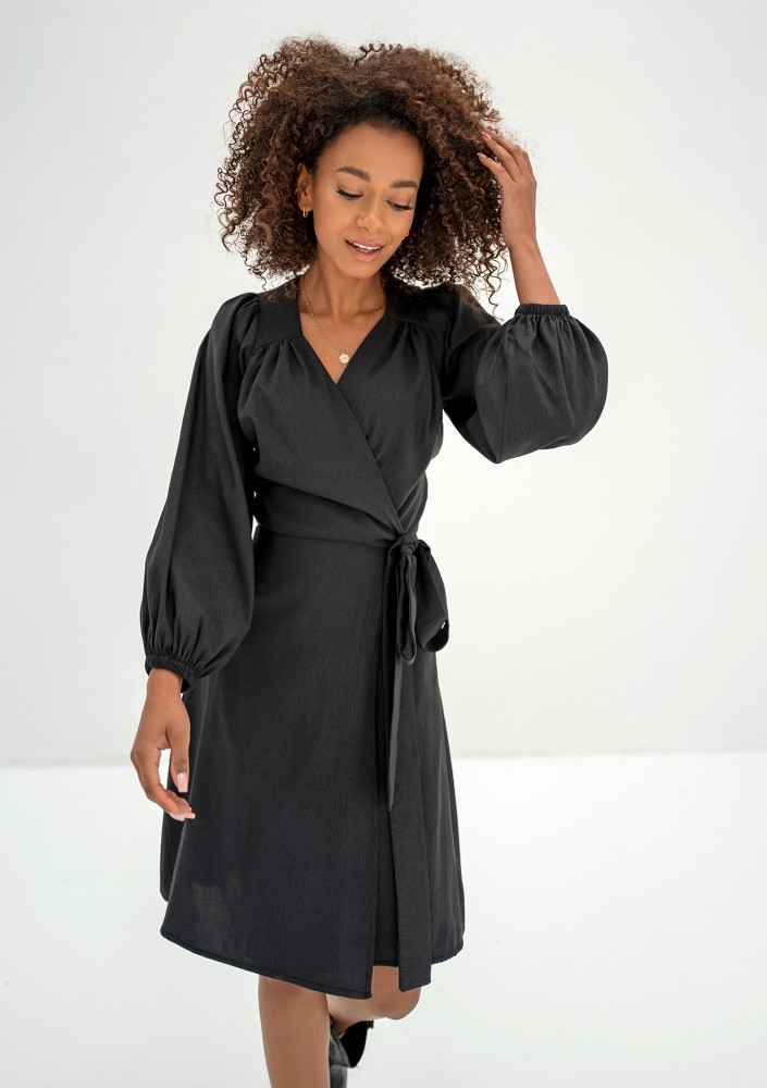 Leila - Black wrap dress