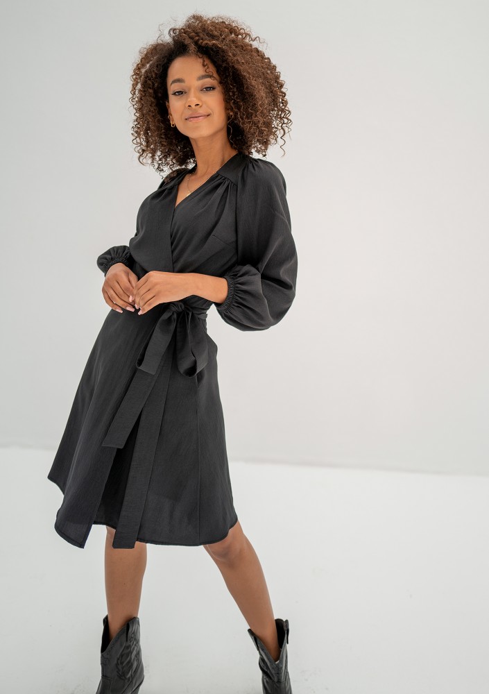 Leila - Black wrap dress