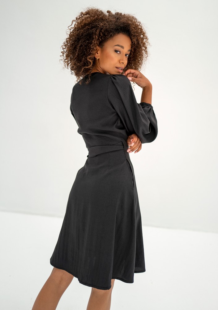 Leila - Black wrap dress