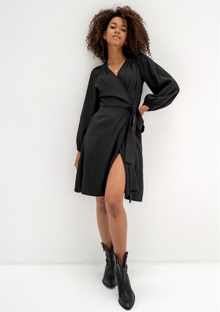 Leila - Black wrap dress