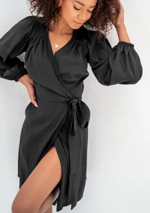 Leila - Black wrap dress