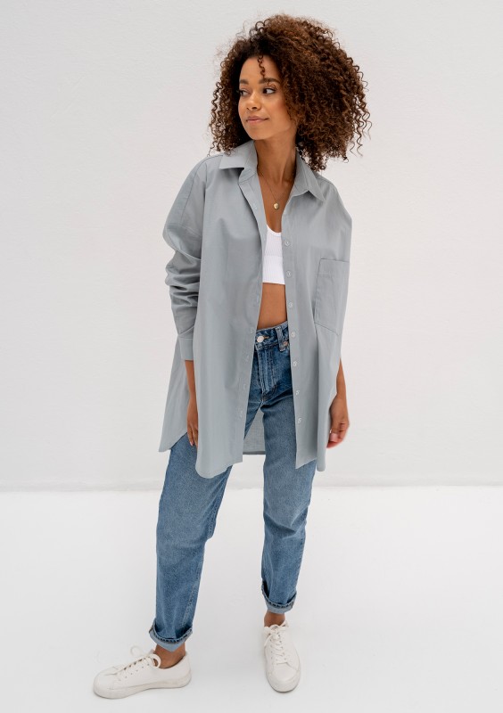 Viral - Koszula damska z bawełny oversize Miętowa