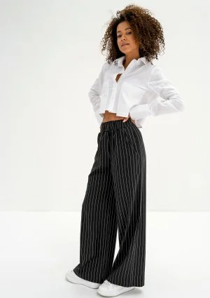 Emmel - Black striped linen trousers