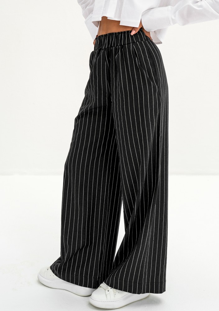 Emmel - Black striped linen trousers